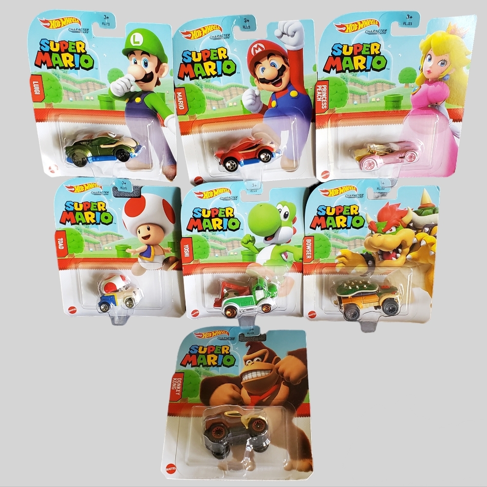 Hot Wheels Super Mario Character Cars Complete Set Of 7 - New, Unopened